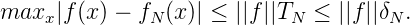 maxx  |f (x) - fN(x)| ≤ ||f||TN ≤  ||f||δN.
